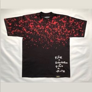 1 OF 1 RED SPLATTER FDFO LOGO TEE